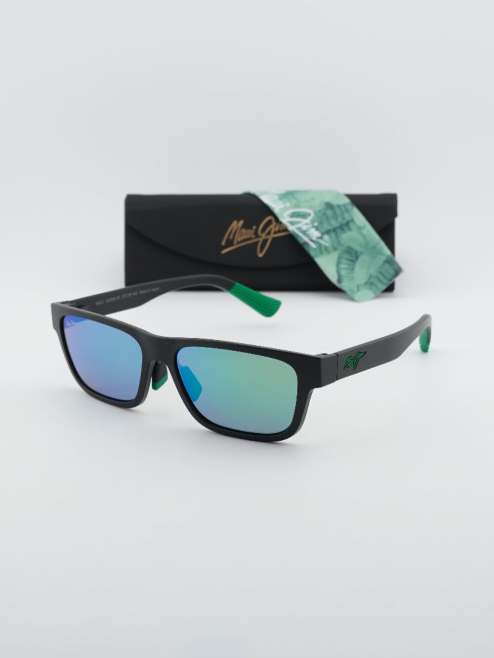 Maui Jim MJ0628S 001 Rectangle Sunglasses – Black / Green Mirror